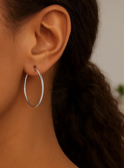 10k White Gold Polished Hoop Earrings (40 mm)
