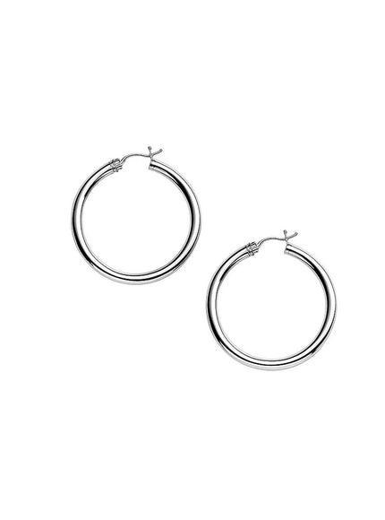 10k White Gold Polished Hoop Earrings (30 mm)
