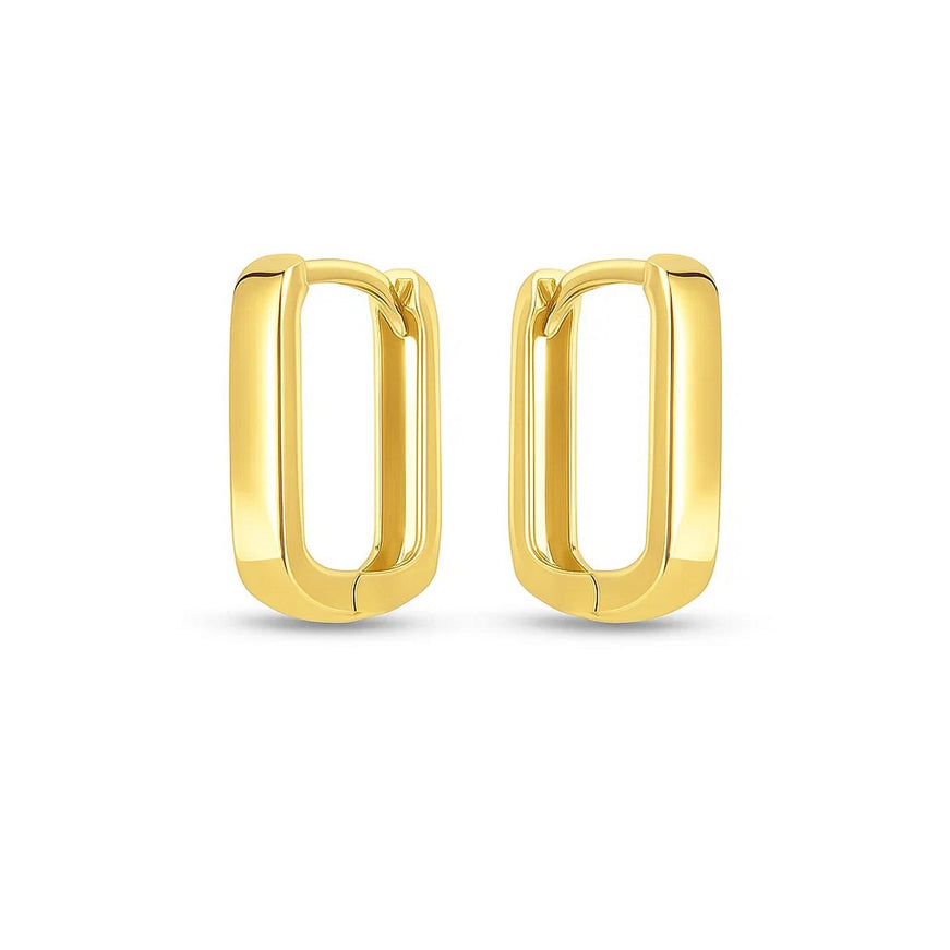 14k Yellow Gold Small Square Huggie Hoops
