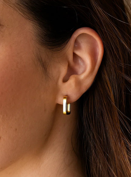 14k Yellow Gold Small Square Huggie Hoops