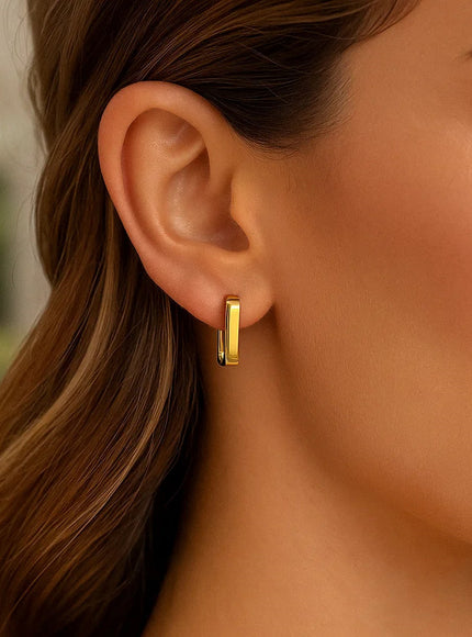 14k Yellow Gold Small Square Huggie Hoops