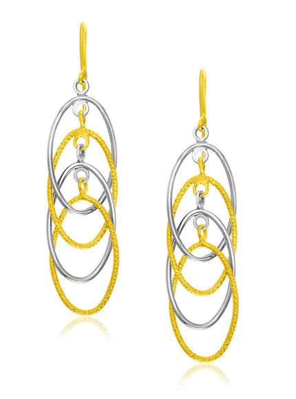 14k Two-Tone Gold Multiple Layer Interlaced Earrings