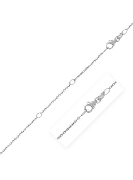 Double Extendable Diamond Cut Cable Chain in 14k White Gold (1.4mm)
