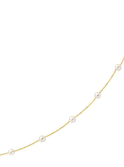 14k Yellow Gold Necklace with White Pearls