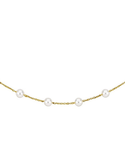 14k Yellow Gold Necklace with White Pearls
