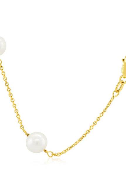 14k Yellow Gold Necklace with White Pearls