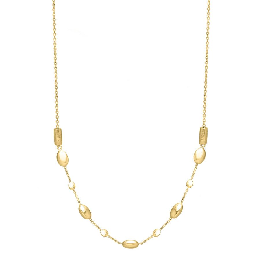 Adjustable Puff Pebble Necklace in 14K Yellow Gold