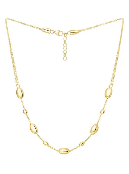 Adjustable Puff Pebble Necklace in 14K Yellow Gold