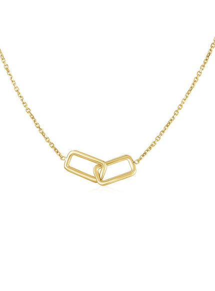 14k Yellow Gold Necklace with Interlocking Petite Rectangles