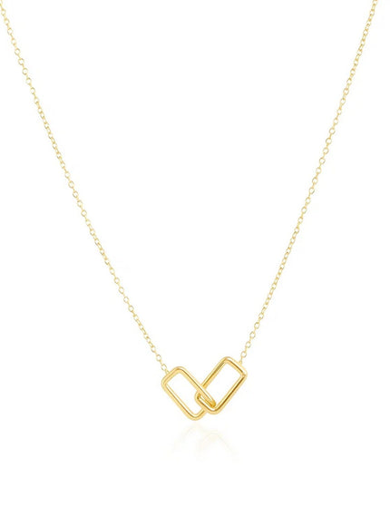 14k Yellow Gold Necklace with Interlocking Petite Rectangles