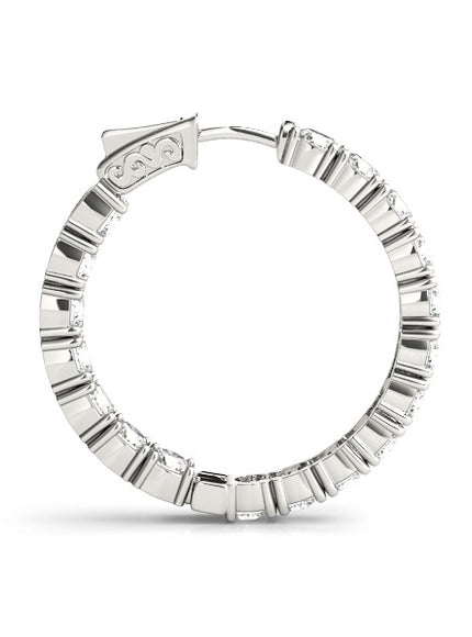 14k White Gold Two Sided Prong Set Diamond Hoop Earrings (3 1/2 cttw)