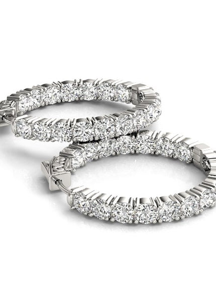 14k White Gold Two Sided Prong Set Diamond Hoop Earrings (3 1/2 cttw)