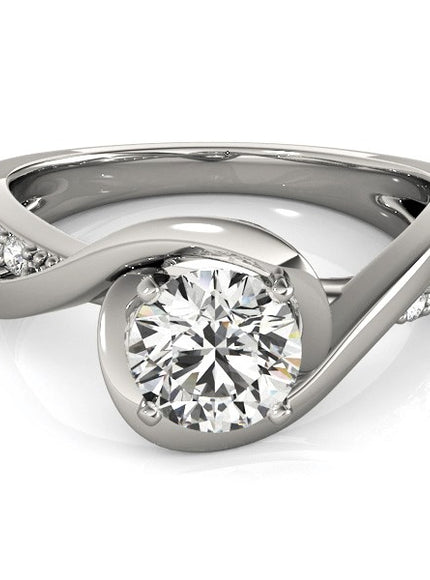 14k White Gold Split Band Round Bypass Diamond Engagement Ring (1 1/8 cttw)