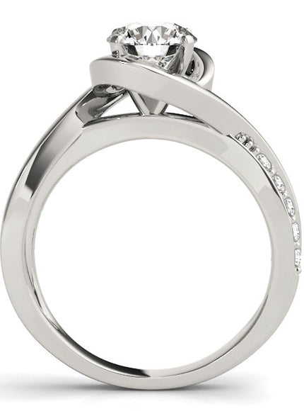 14k White Gold Split Band Round Bypass Diamond Engagement Ring (1 1/8 cttw)