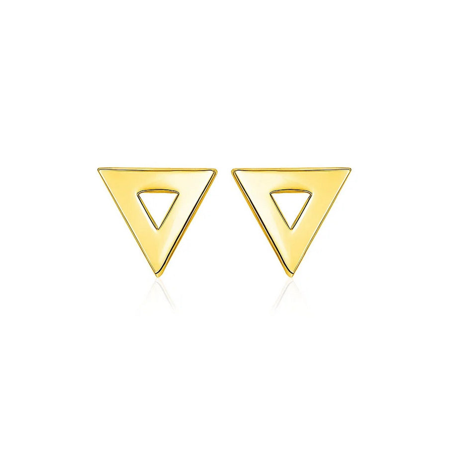 14k Yellow Gold Polished Open Triangle Post Earrings