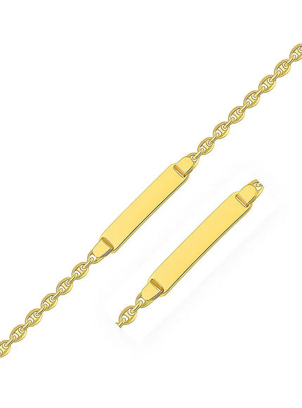 14k Yellow Gold Puffed Mariner Link Children's ID Bracelet