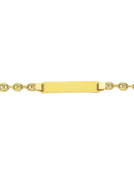 14k Yellow Gold Puffed Mariner Link Children's ID Bracelet