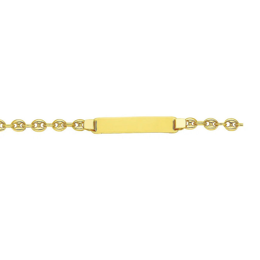 14k Yellow Gold Puffed Mariner Link Children's ID Bracelet