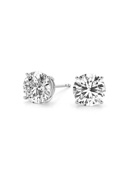 4 cttw Certified IGI Lab Grown Round Diamond Stud Earrings 14k White Gold (G/VS2)