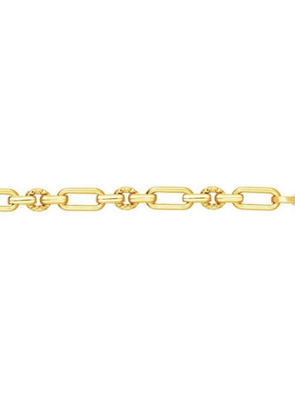 14k Yellow Gold Polished and Textured Link Bracelet