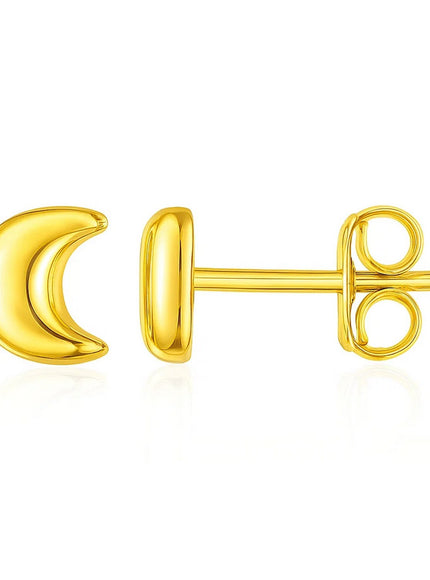 14k Yellow Gold Post Earrings with Moons