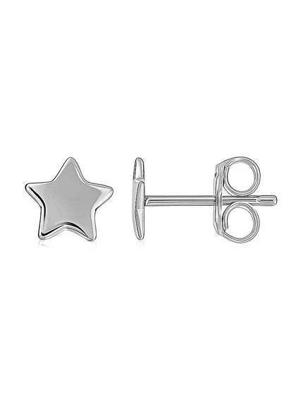 14k White Gold Post Earrings with Stars