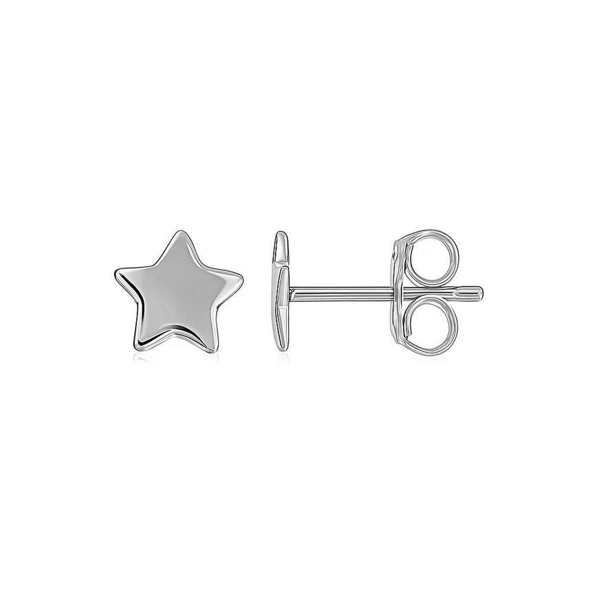14k White Gold Post Earrings with Stars