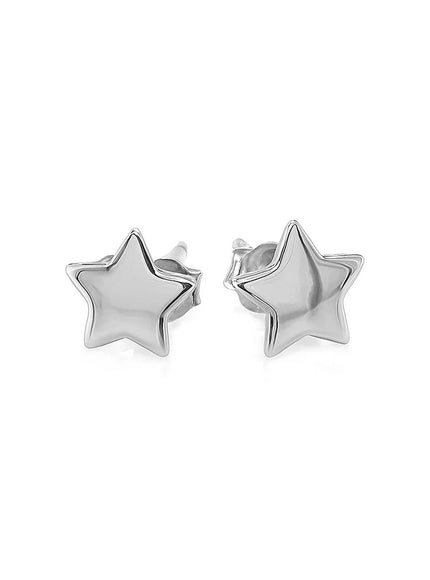 14k White Gold Post Earrings with Stars