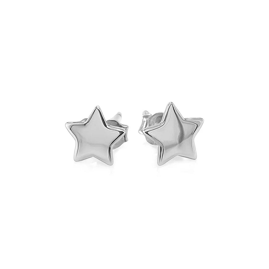 14k White Gold Post Earrings with Stars