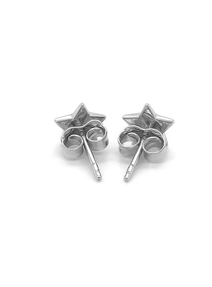 14k White Gold Post Earrings with Stars