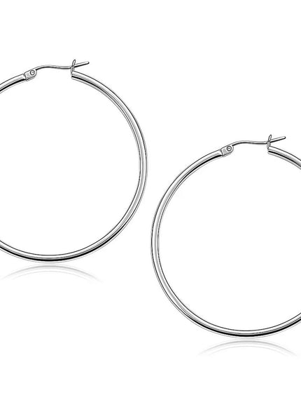 10k White Gold Polished Hoop Earrings (50 mm)