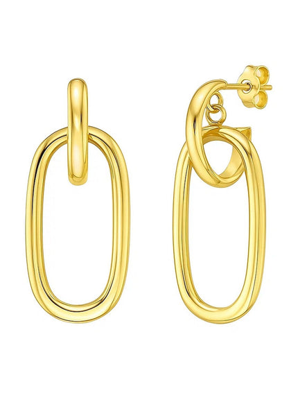 14K Yellow Gold Polished Oval Linked Hoop Earrings