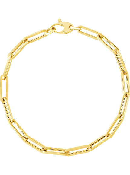 14K Yellow Gold Bold Paperclip Chain Bracelet