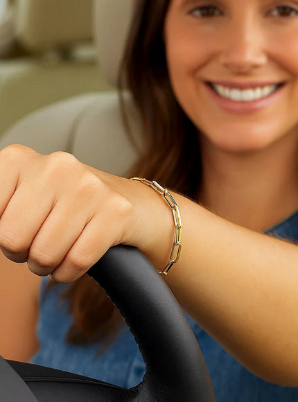 14K Yellow Gold Bold Paperclip Chain Bracelet