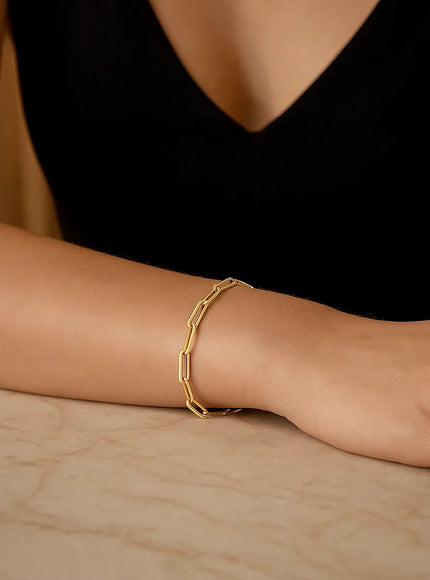 14K Yellow Gold Bold Paperclip Chain Bracelet