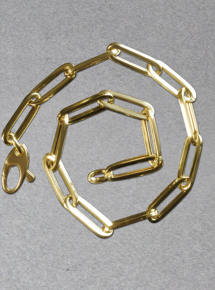 14K Yellow Gold Bold Paperclip Chain Bracelet
