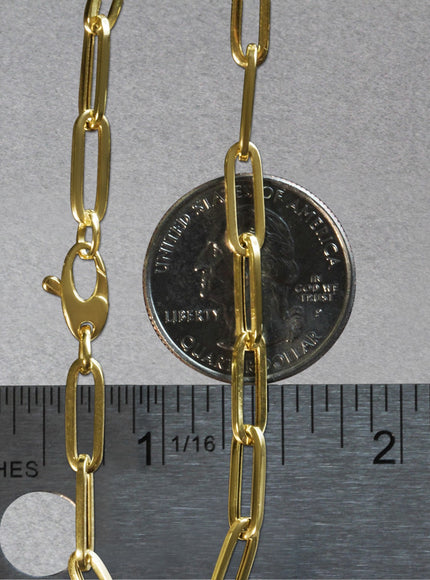 14K Yellow Gold Bold Paperclip Chain Bracelet