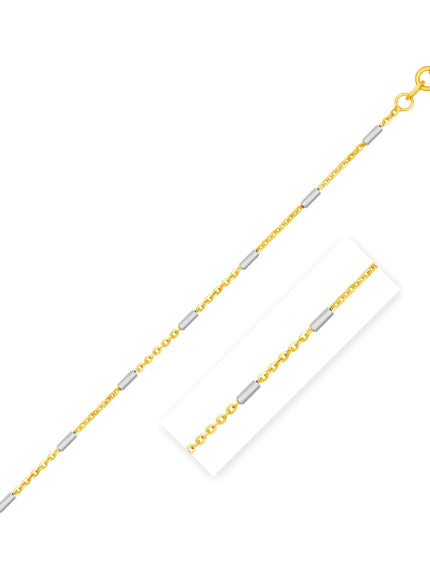 Bar Links Pendant Chain in 14k Two Tone Gold (1.4mm)