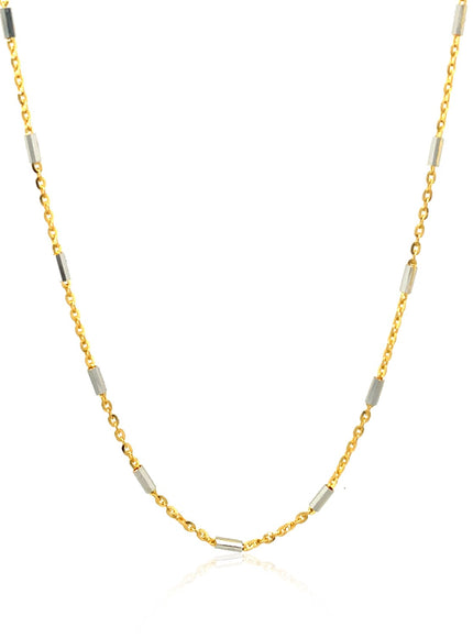 Bar Links Pendant Chain in 14k Two Tone Gold (1.4mm)