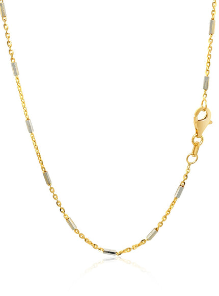 Bar Links Pendant Chain in 14k Two Tone Gold (1.4mm)