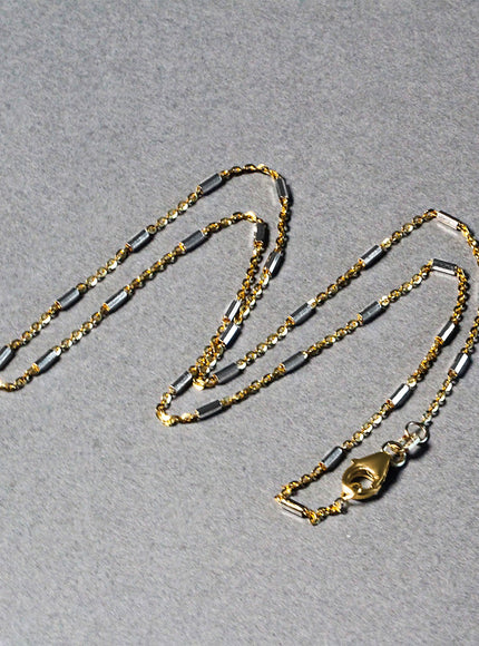 Bar Links Pendant Chain in 14k Two Tone Gold (1.4mm)