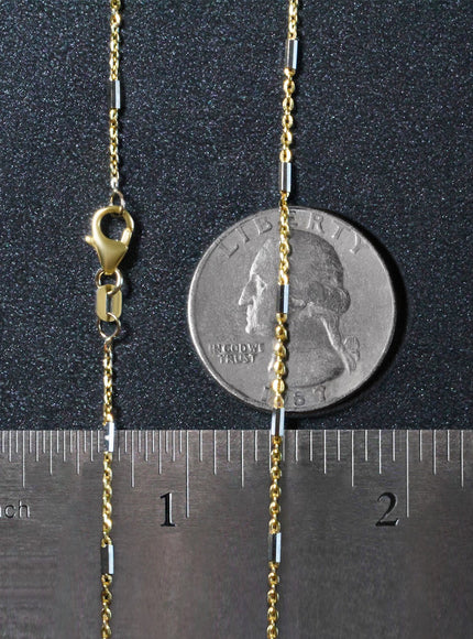 Bar Links Pendant Chain in 14k Two Tone Gold (1.4mm)