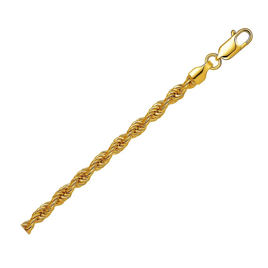 Lite Rope Chain Bracelet in 10k Yellow Gold (4.0 mm)