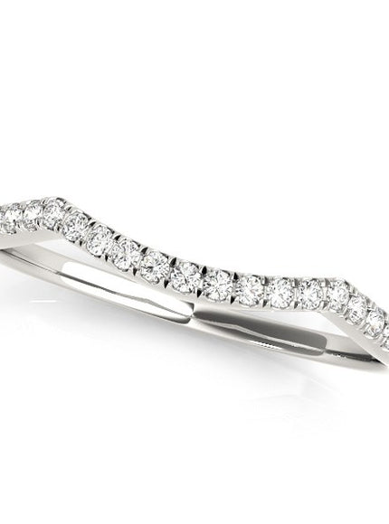 14k White Gold Diamond Pave Set Curved Wedding Band (1/8 cttw)