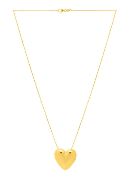 Large Puffed Heart Necklace in 14K Yellow Gold