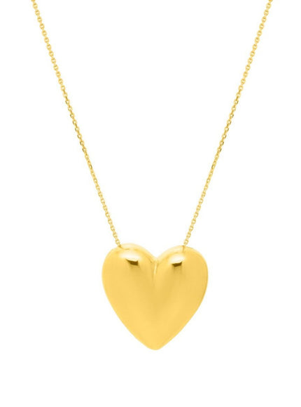 Large Puffed Heart Necklace in 14K Yellow Gold