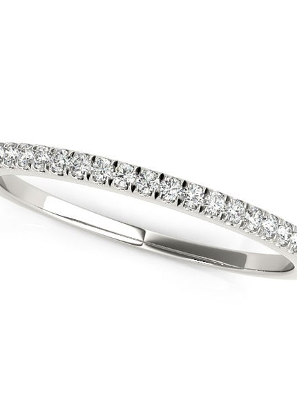 14k White Gold Scallop Style Setting Diamond Wedding Band (1/8 cttw)