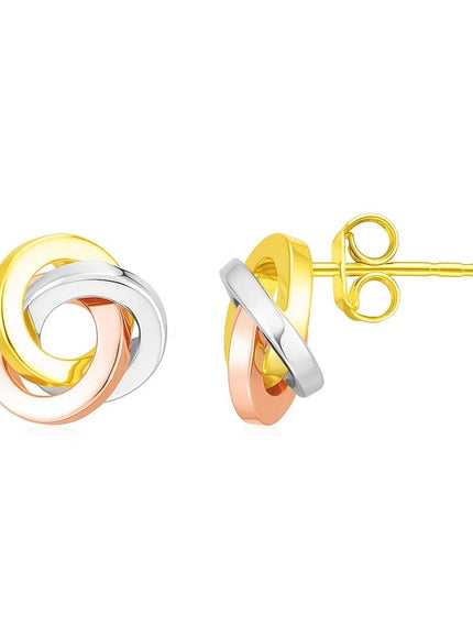 14k Tri Color Gold Love Knot Earrings