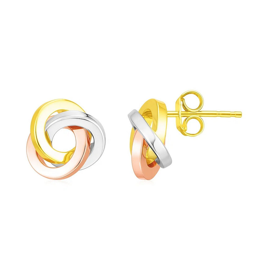 14k Tri Color Gold Love Knot Earrings