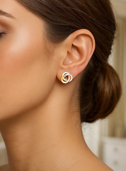 14k Tri Color Gold Love Knot Earrings